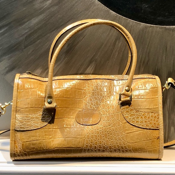 Vintage Vivace’ shoulder satchel. Embossed tan leather, beautiful condition - Picture 2 of 15